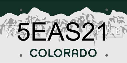 5EAS21 Colorado License Plate