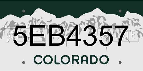 5EB4357 Colorado License Plate