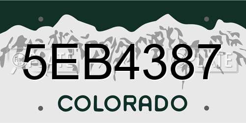 5EB4387 Colorado License Plate