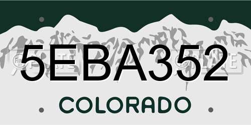 5EBA352 Colorado License Plate
