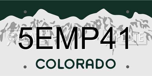 5EMP41 Colorado License Plate
