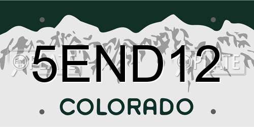 5END12 Colorado License Plate