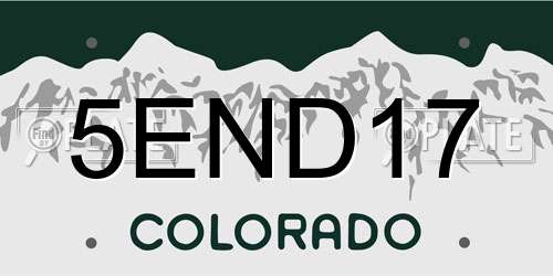 5END17 Colorado License Plate