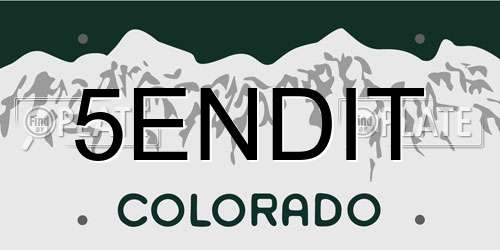 5ENDIT Colorado License Plate