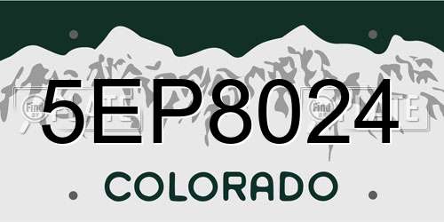 5EP8024 Colorado License Plate