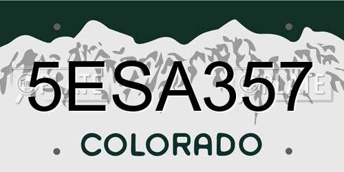 5ESA357 Colorado License Plate