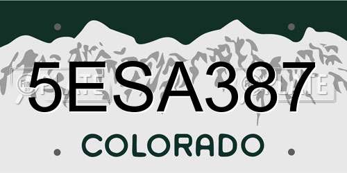 5ESA387 Colorado License Plate