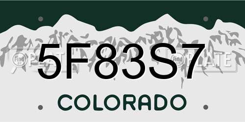 5F83S7 Colorado License Plate