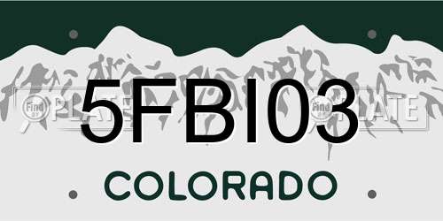 5FBI03 Colorado License Plate