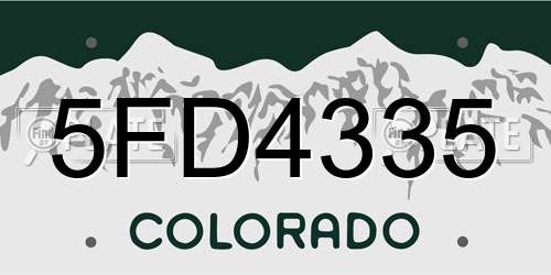 5FD4335 Colorado License Plate