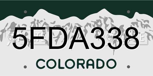 5FDA338 Colorado License Plate