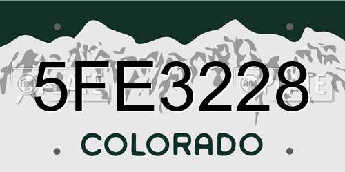 5FE3228 Colorado License Plate
