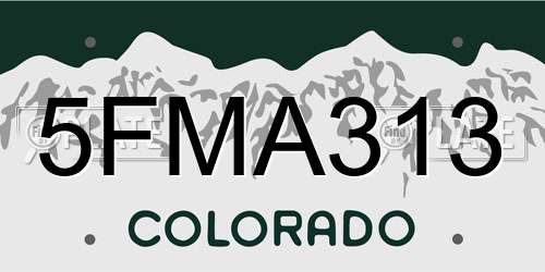 5FMA313 Colorado License Plate