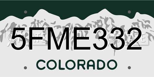 5FME332 Colorado License Plate