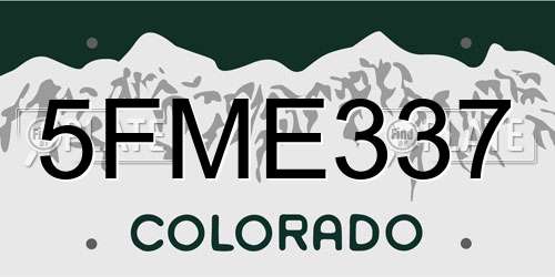 5FME337 Colorado License Plate