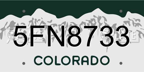 5FN8733 Colorado License Plate