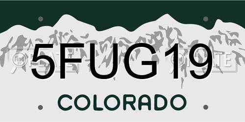 5FUG19 Colorado License Plate