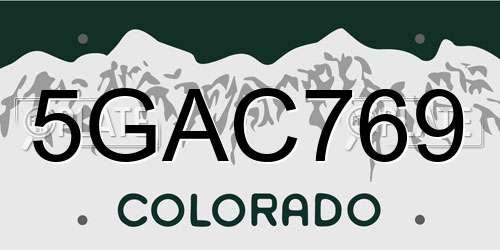 5GAC769 Colorado License Plate
