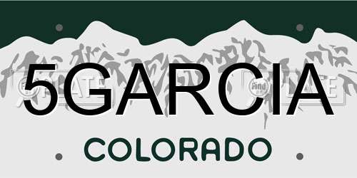5GARCIA Colorado License Plate