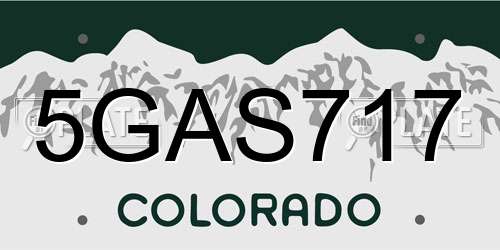 5GAS717 Colorado License Plate