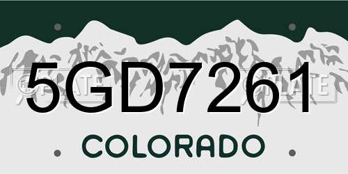 5GD7261 Colorado License Plate