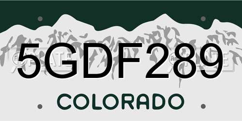 5GDF289 Colorado License Plate