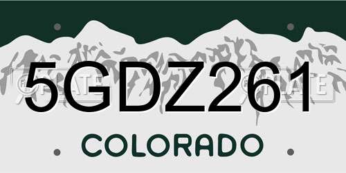 5GDZ261 Colorado License Plate