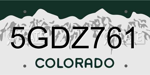 5GDZ761 Colorado License Plate