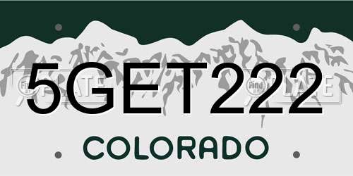 5GET222 Colorado License Plate
