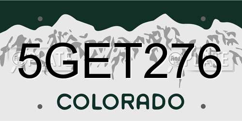 5GET276 Colorado License Plate