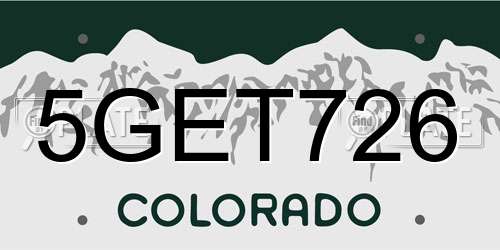 5GET726 Colorado License Plate