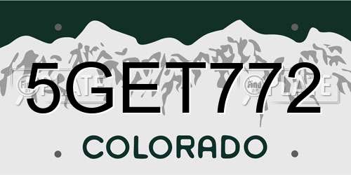 5GET772 Colorado License Plate