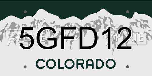 5GFD12 Colorado License Plate