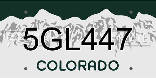 5GL447 Colorado License Plate