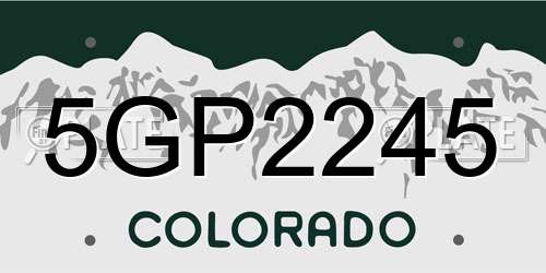 5GP2245 Colorado License Plate