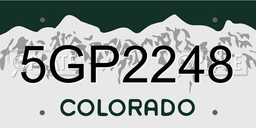 5GP2248 Colorado License Plate