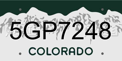 5GP7248 Colorado License Plate