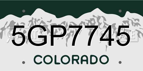 5GP7745 Colorado License Plate