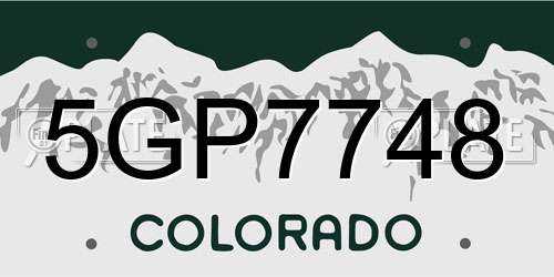 5GP7748 Colorado License Plate