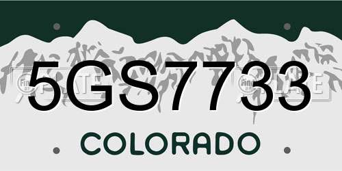 5GS7733 Colorado License Plate