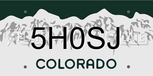 5H0SJ Colorado License Plate