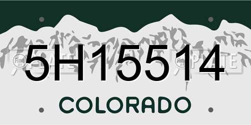 5H15514 Colorado License Plate