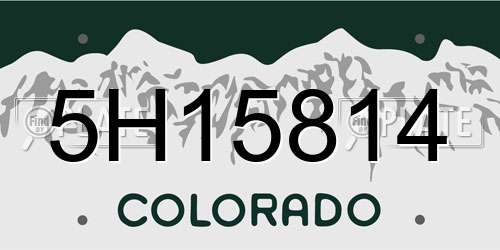5H15814 Colorado License Plate
