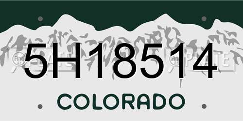 5H18514 Colorado License Plate