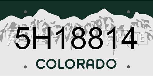5H18814 Colorado License Plate
