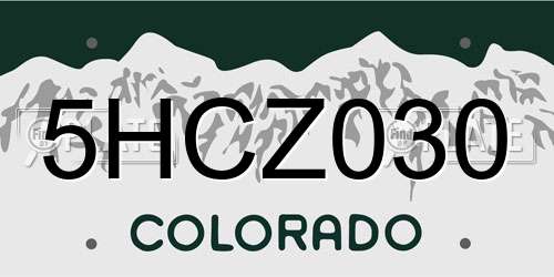 5HCZ030 Colorado License Plate