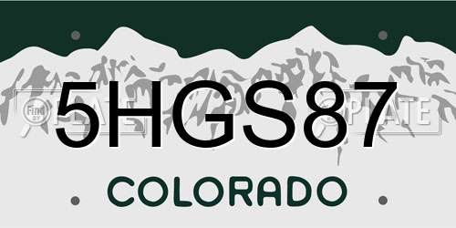 5HGS87 Colorado License Plate