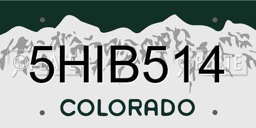 5HIB514 Colorado License Plate