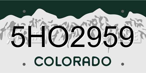 5HO2959 Colorado License Plate