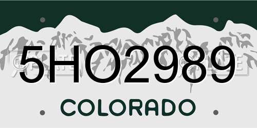 5HO2989 Colorado License Plate
